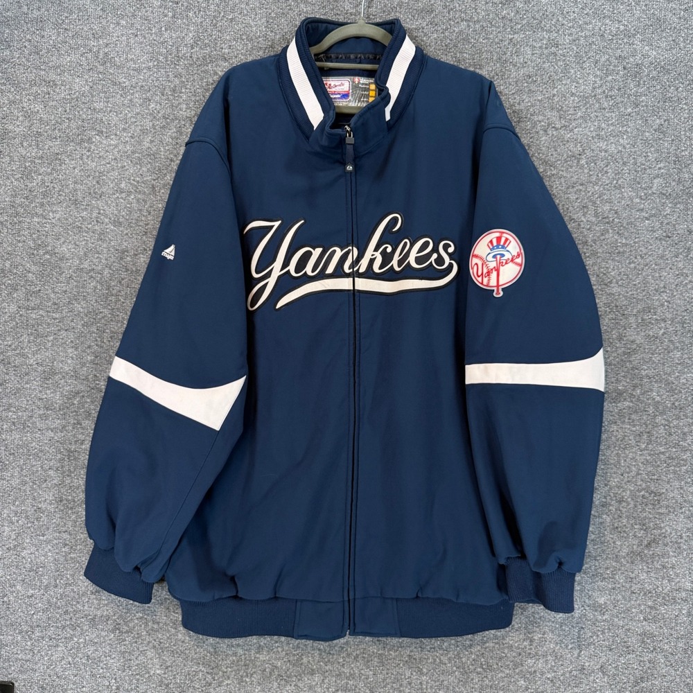 New York Yankees Jacket Mens 4X Blue Therma Base Fleece Lined Zip Up Majestic